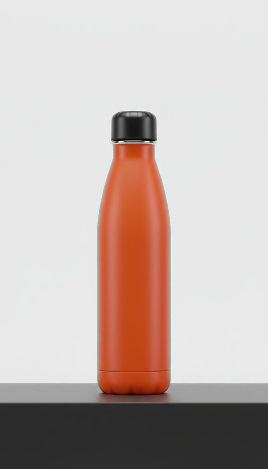 Insulated stainless steel water bottle in orange